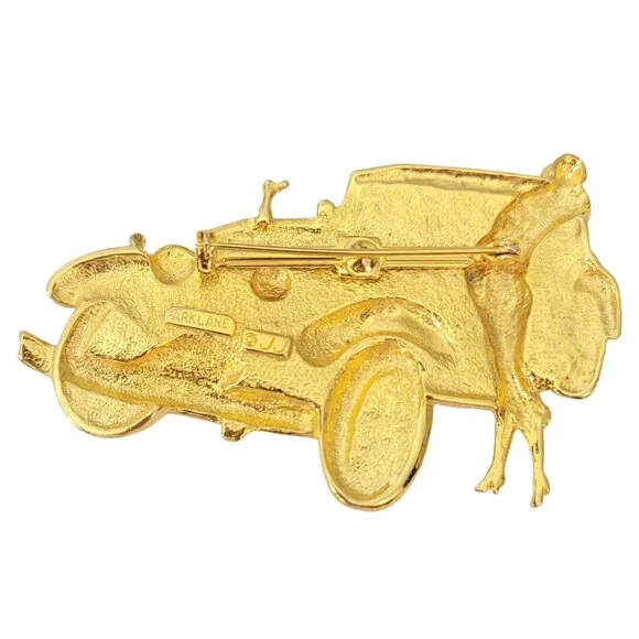 Park Lane JJ Gold Tone Elegant Lady, Rolls Royce Car Brooch, Signed - Picture 5 of 9